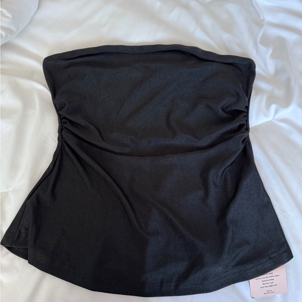 SHEIN Black Strapless Blouse
